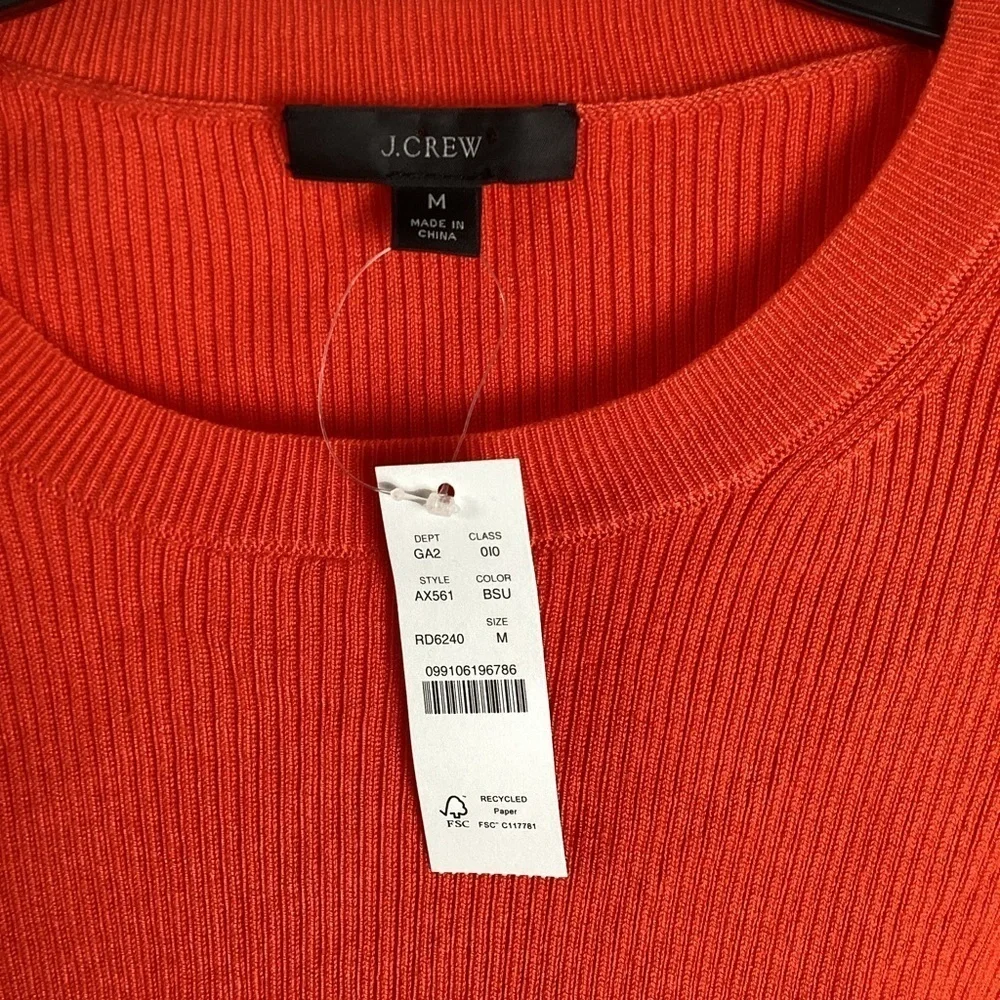 J. Crew NWT Red / orange Puff Sleeve sweater Size Medium